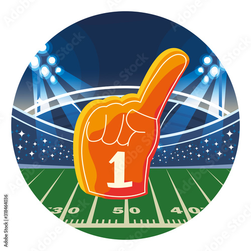 hand glove with number 1 fan, yellow foam finger