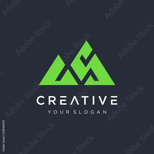 Abstract letter C S with Mountain element. Universal vector icon. Roof mount camp sign. vector illustration of mountain, mountain logo, mountain design, mountain concept, - vector