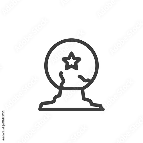 silhouette of witch crystal ball on white background