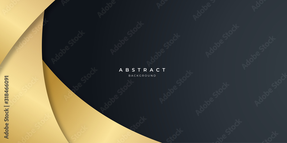 Black gold curve abstract background for presentation design.   - obrazy, fototapety, plakaty 