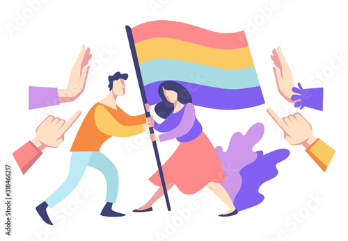 Gay parade or lgbt community rights and disapproval gestures