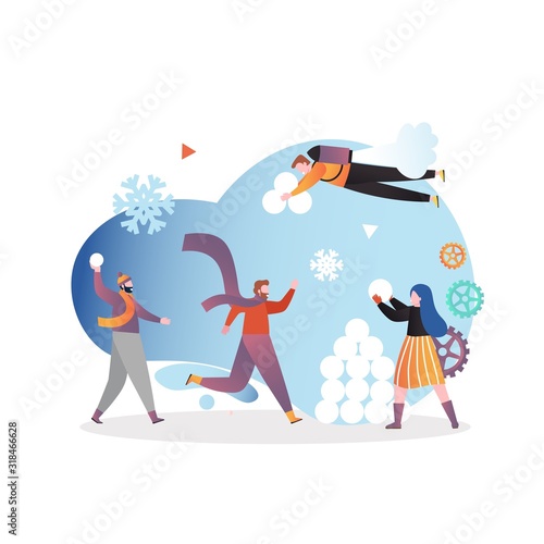 Winter season fun vector concept for web banner, website page