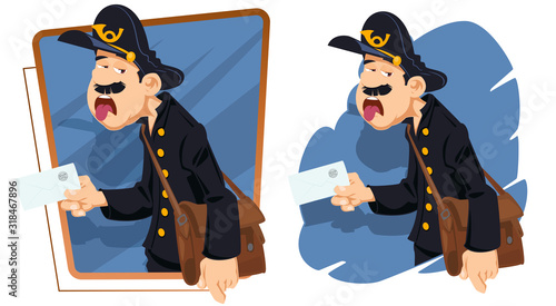 Weary postman with letter. Funny people.
