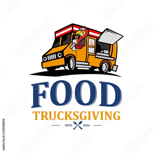 Food truck transgiving illustration vector