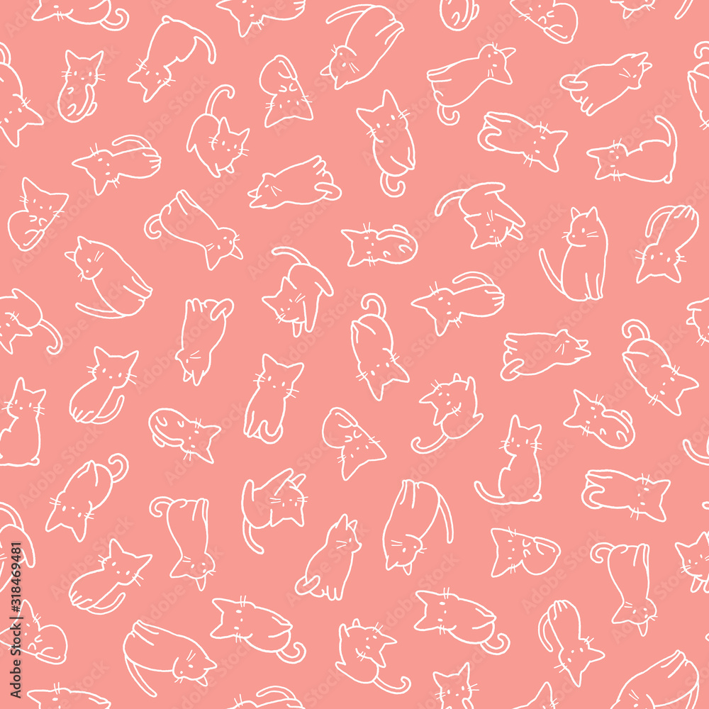 Cute and simple cat seamless pattern, Cute and simple cat seamless pattern,