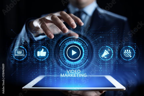 Video marketing online advertising business internet concept.