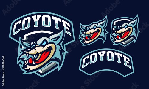 Coyote mascot logo design for sport or e-sport logo isolated on dark background