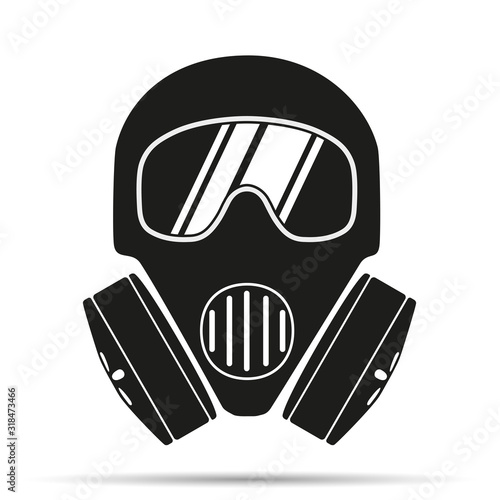 Gas mask flat icon. Stencil symbol gas mask of toxic protect.
