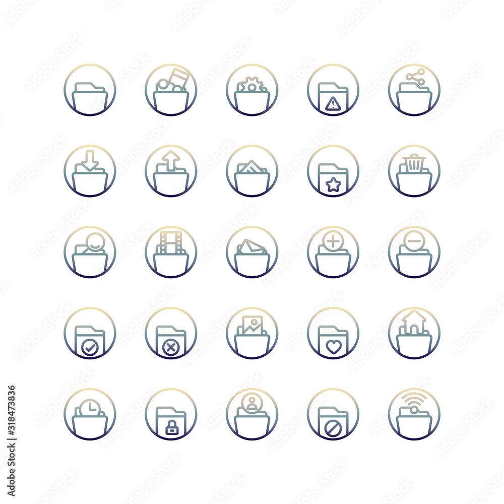 Folder gradient icon set. Vector and Illustration. Folder gradient icon set. Vector and Illustration.