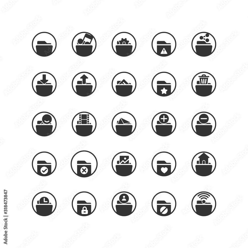 Folder solid icon set. Vector and Illustration. Folder solid icon set. Vector and Illustration.