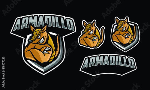 Armadillo mascot logo design for sport/ e-sport logo design isolated on dark background