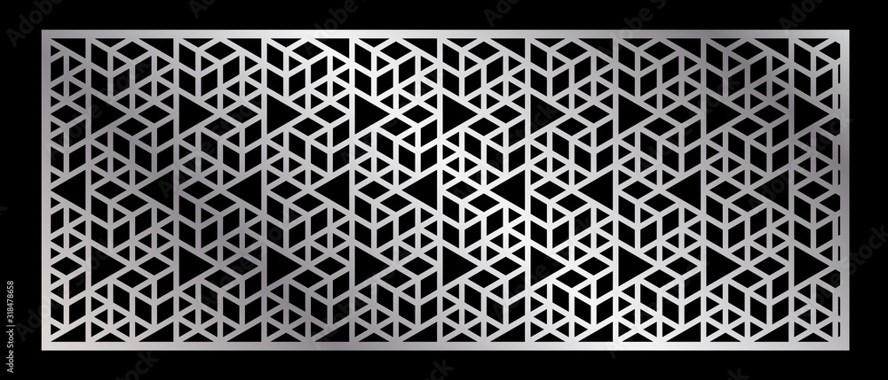 Cutout silhouette panel with ornamental geometric arabic pattern. Template for printing, laser cutting stencil, engraving. Vector illustration. Cutout silhouette panel with ornamental geometric arabic pattern. Template for printing, laser cutting stencil, engraving. Vector illustration.