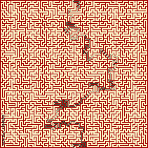 Square maze with solution. ...