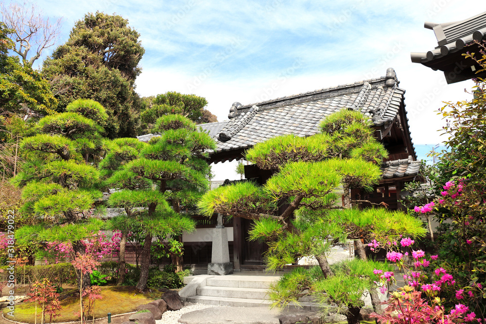 Ancient pavilion in traditional japanese garden, Kamakura, Japan
