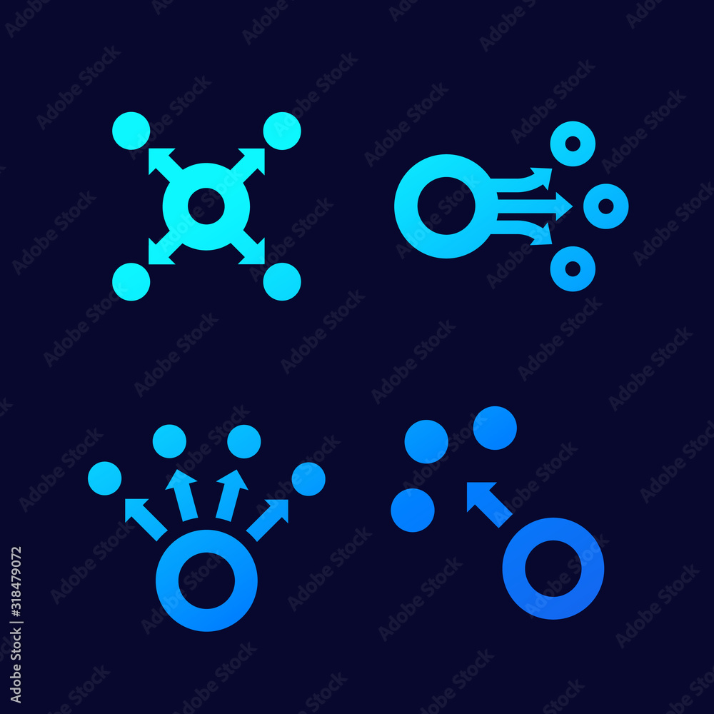 dispersion icons for web, vector