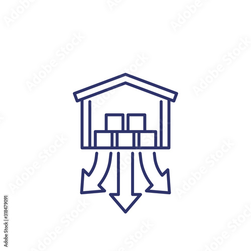 distribution center or warehouse line icon