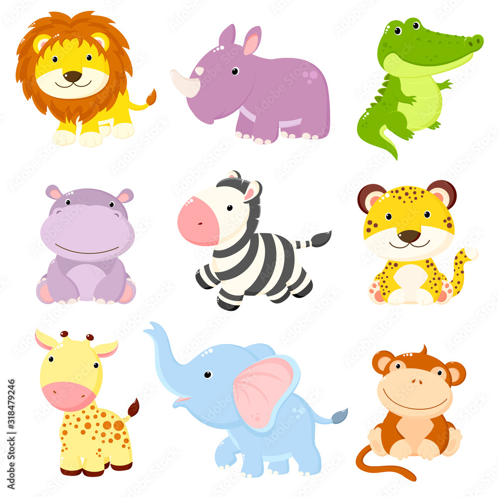 Obraz premium Cute African animals collection