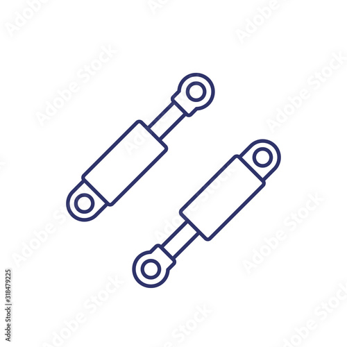 Hydraulic cylinders line icon on white