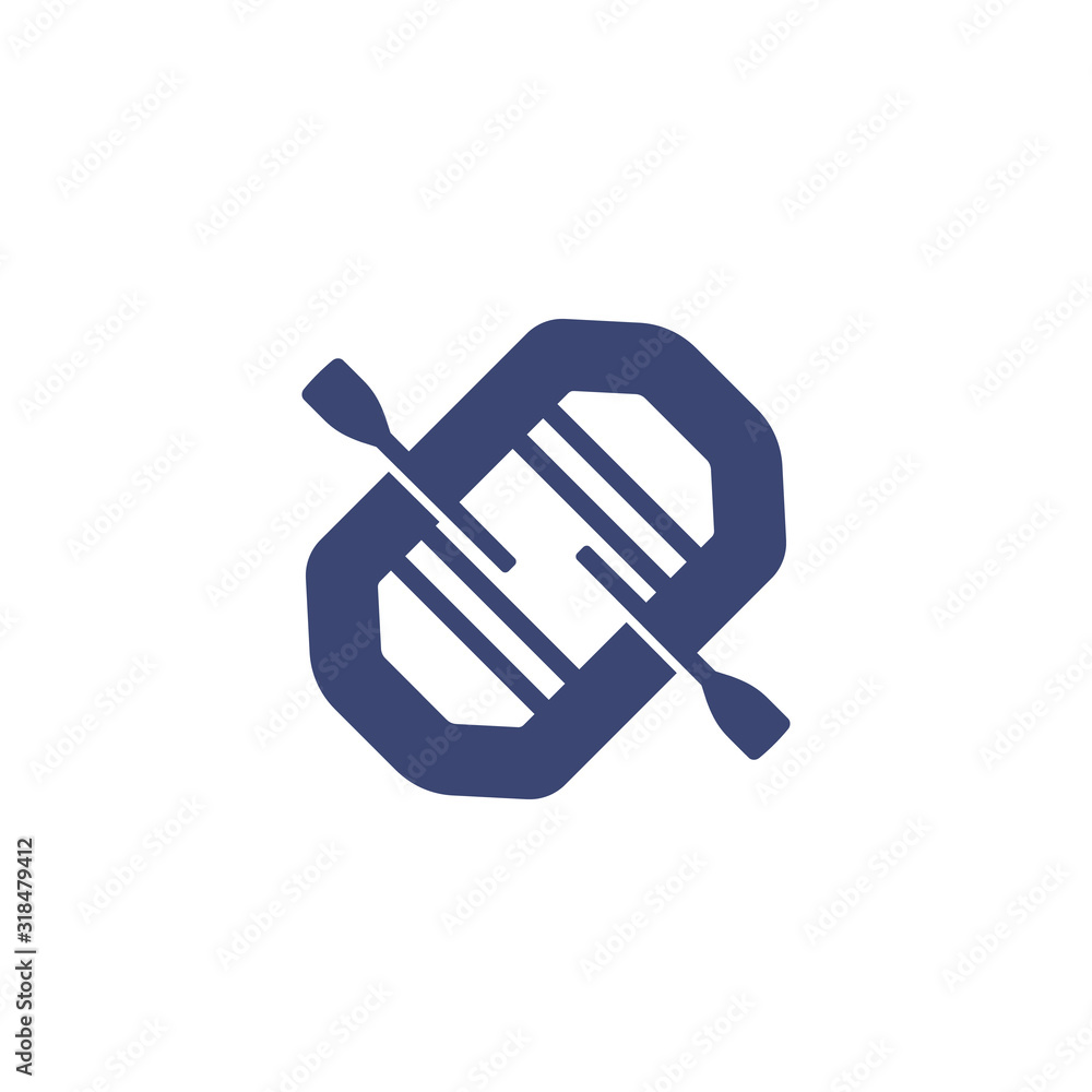 rafting icon on white, top view rafting icon on white, top view