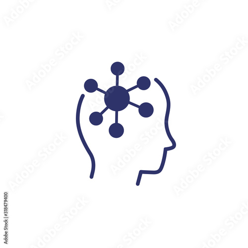 Psychology icon with head, vector