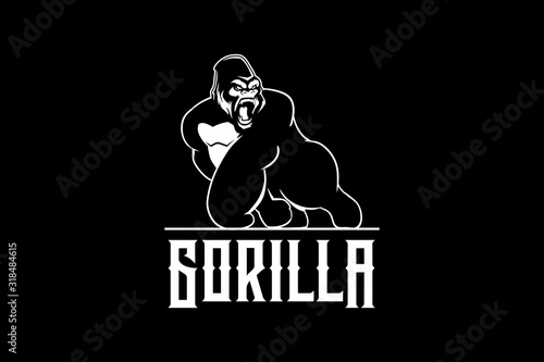 aggressive gorilla cartoon character logo vector template