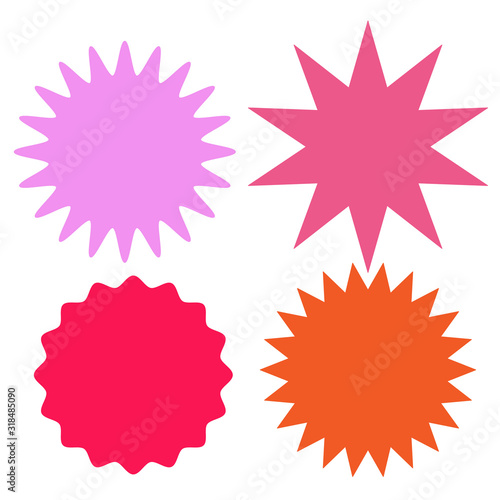 Set of multicolor blank labels various shape isolated on white. Vector illustration