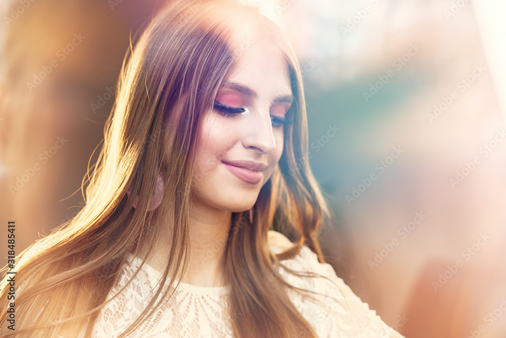Attractive young woman daydreaming and looking through the window Attractive young woman daydreaming and looking through the window