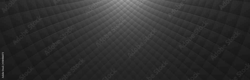 Wide Black Diverging Tiled Pattern (Website Head) (3D Illustration) - obrazy, fototapety, plakaty 