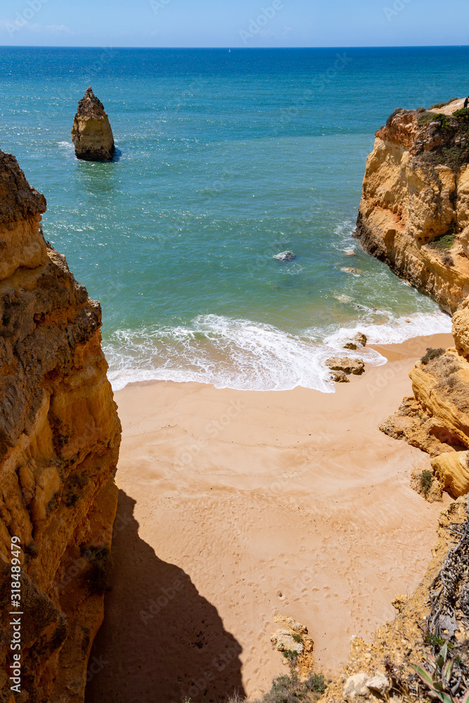Coastal landscape the southern coast of the Algarve, Portugal.