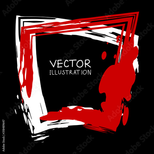 Vector ink shape. Square element. Rectangle brush stroke.