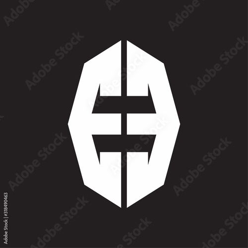 Naklejka EE Logo monogram with octagonal ribbon style design template