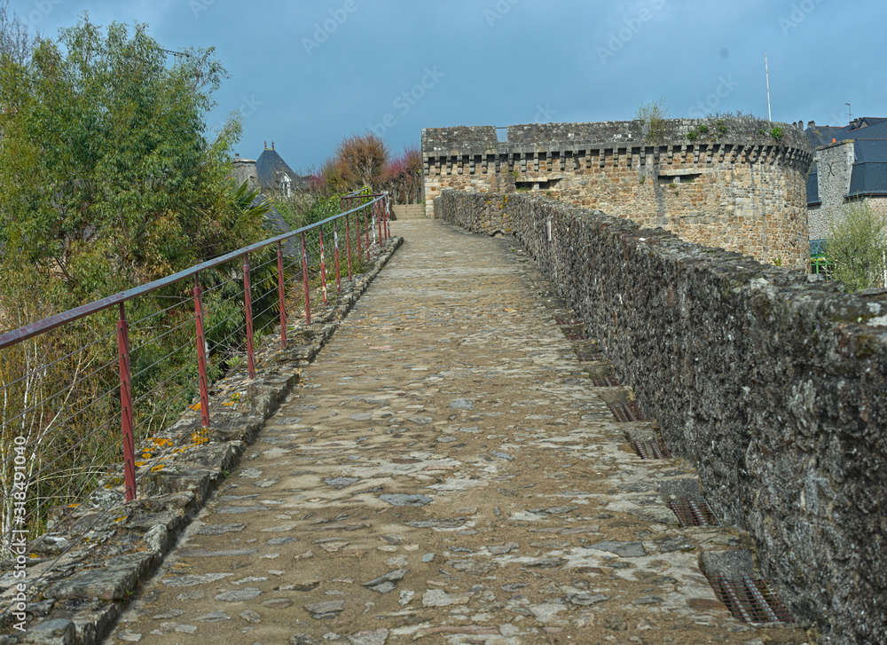 Stone walking path on top of Dinan fortress walls