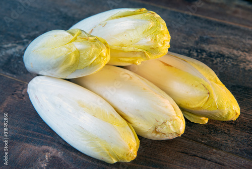 endive on the wooden background