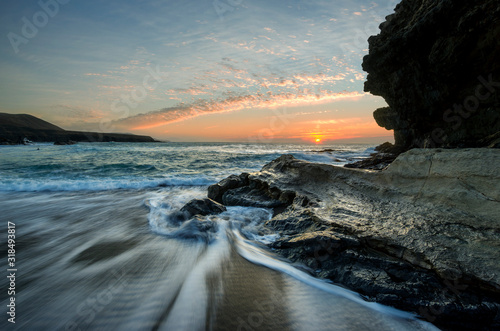 sunset on the rocky coast, Canary Islands - Fuerteventura - Ajuy