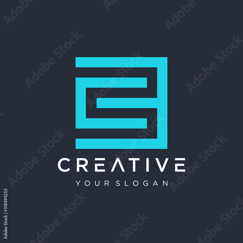 C 3 or 3 C Logo with square concept. Template Illustration Business Company Vector Logo Design. Creative minimalism logotype icon symbol. - VECTOR