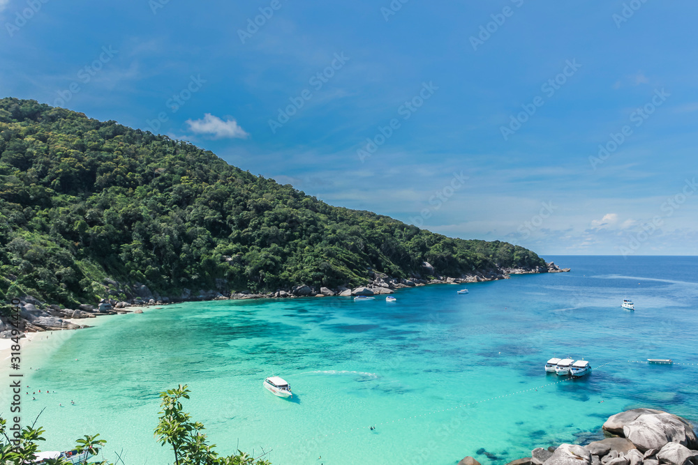 View Point at Similan island, Warm and clear azure ocean waters, Phuket, Thailand