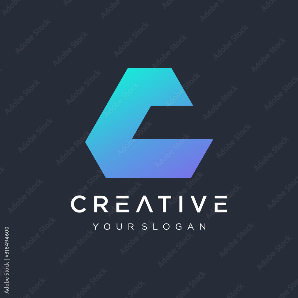 Obraz premium letter C CA minimalist monogram. Abstract vector illustration. summit shape line design concept. Line creative symbol. Universal vector icon - vector