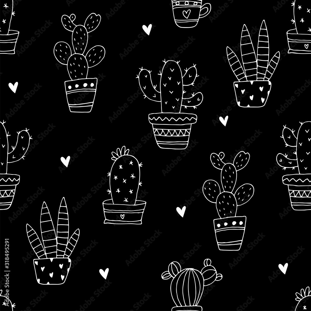 hand drawn Sample pattern with cactus vector illustration hand drawn Sample pattern with cactus vector illustration
