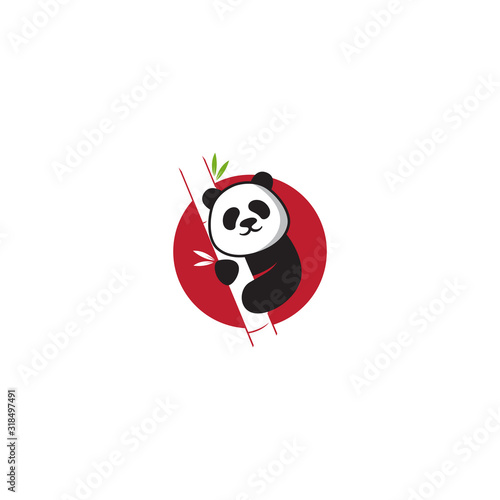 cute fun panda vector illustration logo template