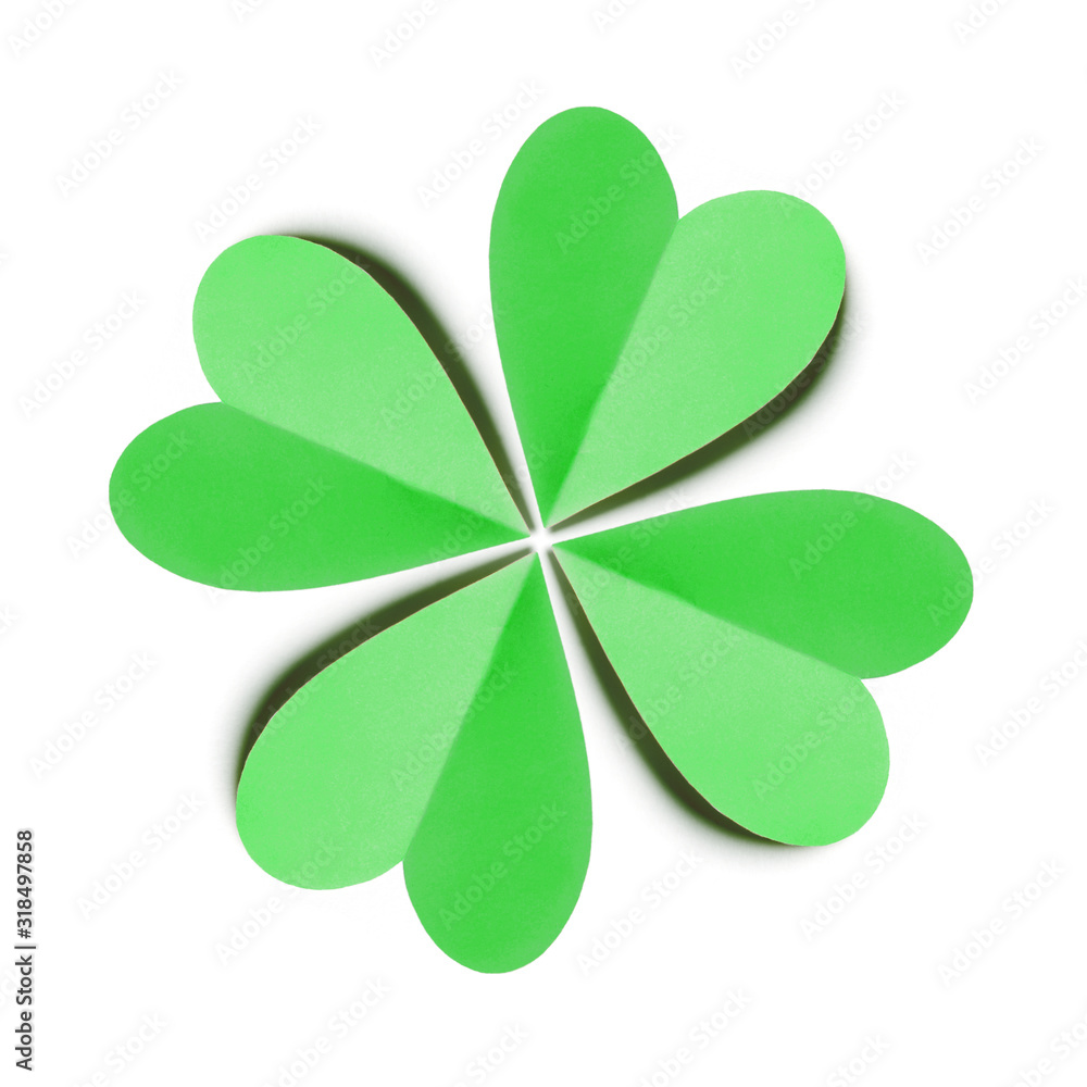 Handcraft paper green clover's four petals. Handcraft paper green clover's four petals.
