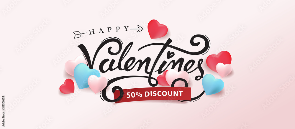 Promo Web Banner for Valentine's Day Sale.Vector illustration for website , posters,ads, coupons, promotional material. Promo Web Banner for Valentine's Day Sale.Vector illustration for website , posters,ads, coupons, promotional material.