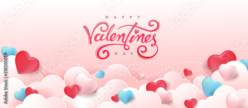 Valentines day background with Heart Shaped Balloons. Vector illustration.banners.Wallpaper.flyers, invitation, posters, brochure.