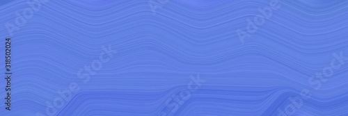 colorful designed horizontal header with corn flower blue and royal blue colors. dynamic curved lines with fluid flowing waves and curves