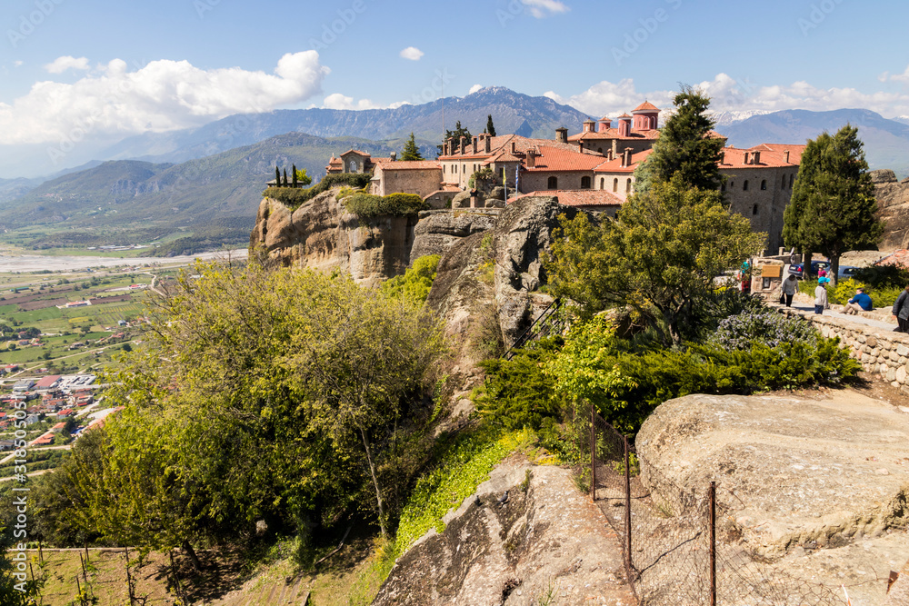 Meteora, Greece. The Byzantine Monastery of St Stephen (Agios Stefanos) in the rocks at Meteora in Kalambaka