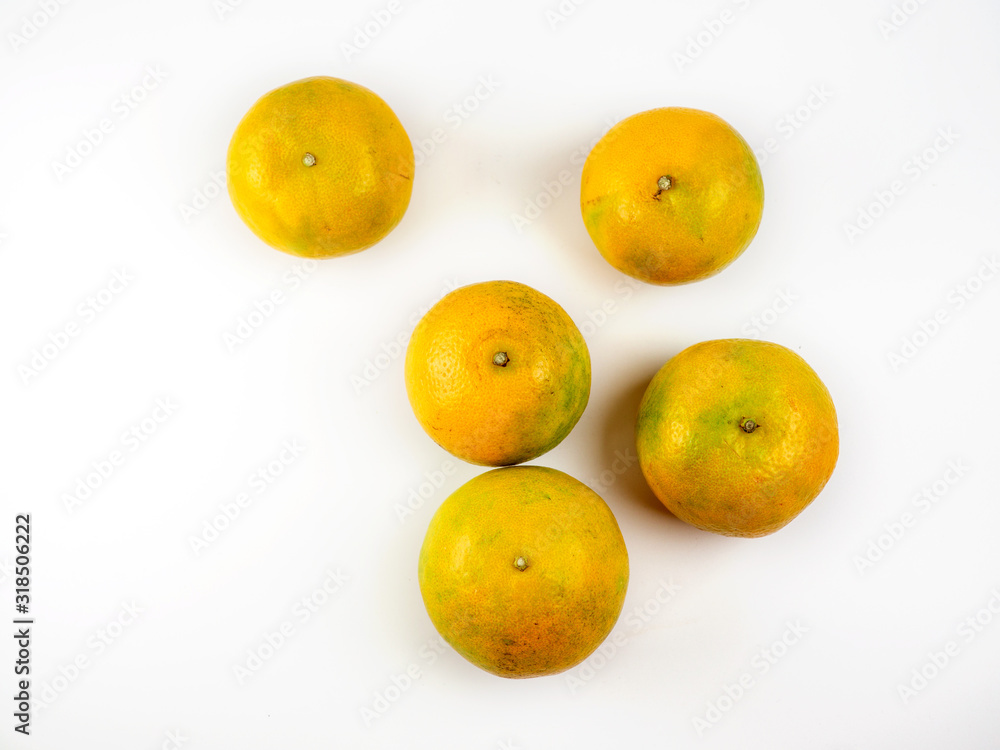 Orange fruit background , Citrus reticulata Blanco on white backgrond Orange fruit background , Citrus reticulata Blanco on white backgrond