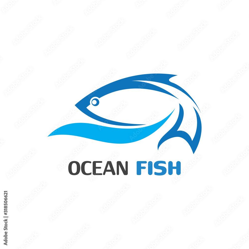 Ocean Fish logo template. Creative vector symbol of fishing club Ocean Fish logo template. Creative vector symbol of fishing club