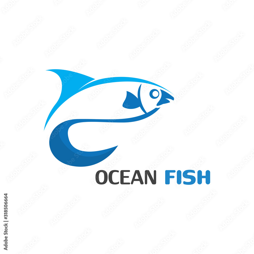 Ocean Fish logo template. Creative vector symbol of fishing club Ocean Fish logo template. Creative vector symbol of fishing club
