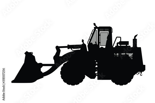 Wheel loader silhouette vector