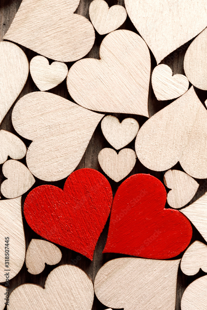Obraz premium Wooden hearts background