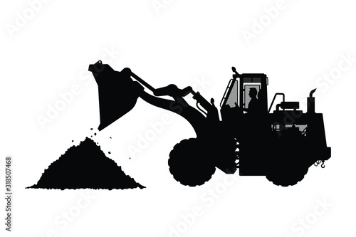Wheel loader silhouette vector